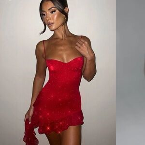 Babyboo Dixie Mini Dress: Sparkly Red